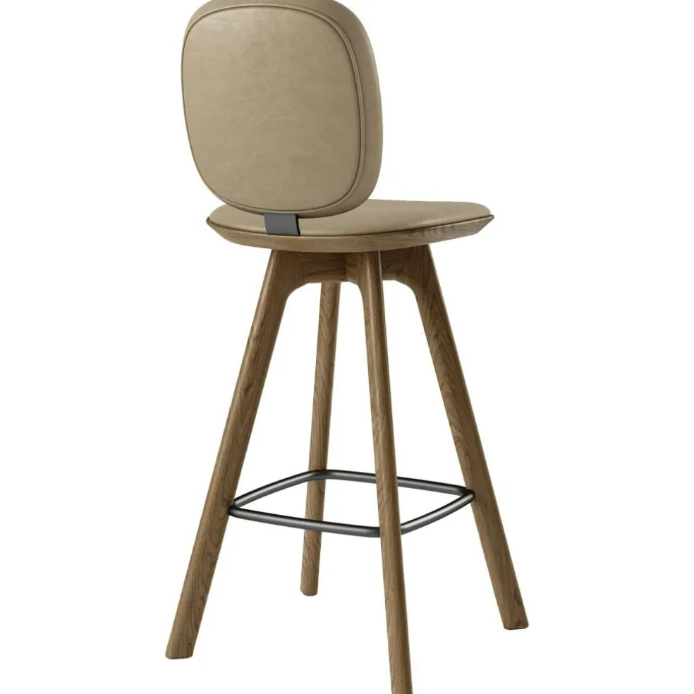 Pauline Comfort Barstol 75 cm, Rökt Ek / Läder Almond