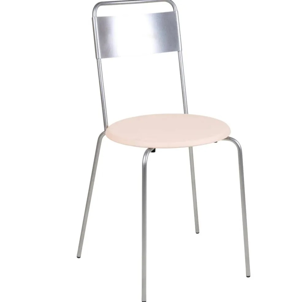 Petit Rond Stol, Rostfritt Stål / Läder