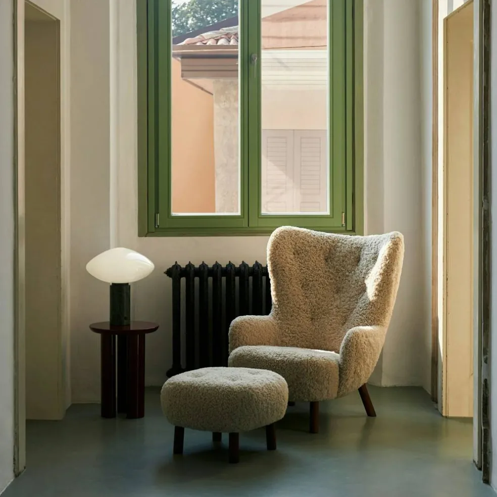 Petra VB3 Loungestol Set, Fårskinn Moonlight / Valnöt
