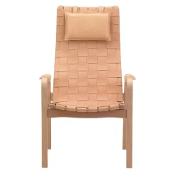 Primo Fåtölj Hög Rygg, Lackad Bok/Remläder Natur