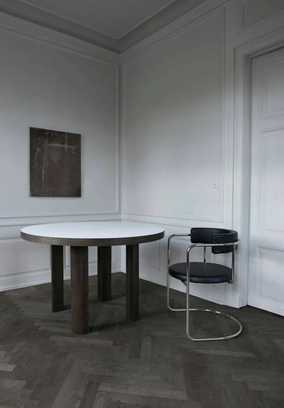 Quarter Matbord Ø120 cm, Rökt Ek/Vit Laminat