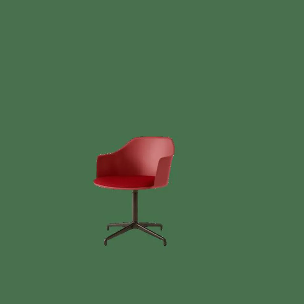 Rely HW39 Matstol Med Armstöd Swivel Polstrad Sits Vermilion Red/Bronze/Vidar 0556