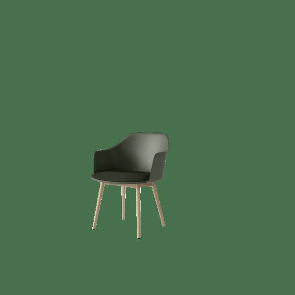 Rely HW77 Matstol Med Armstöd Polstrad Sits Bronze Green/Klarlackad Ek/Vidar 0972