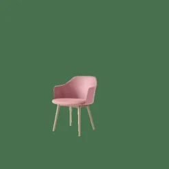 Rely HW77 Matstol Med Armstöd Polstrad Sits Soft Pink/Klarlackad Ek/Vidar 0622
