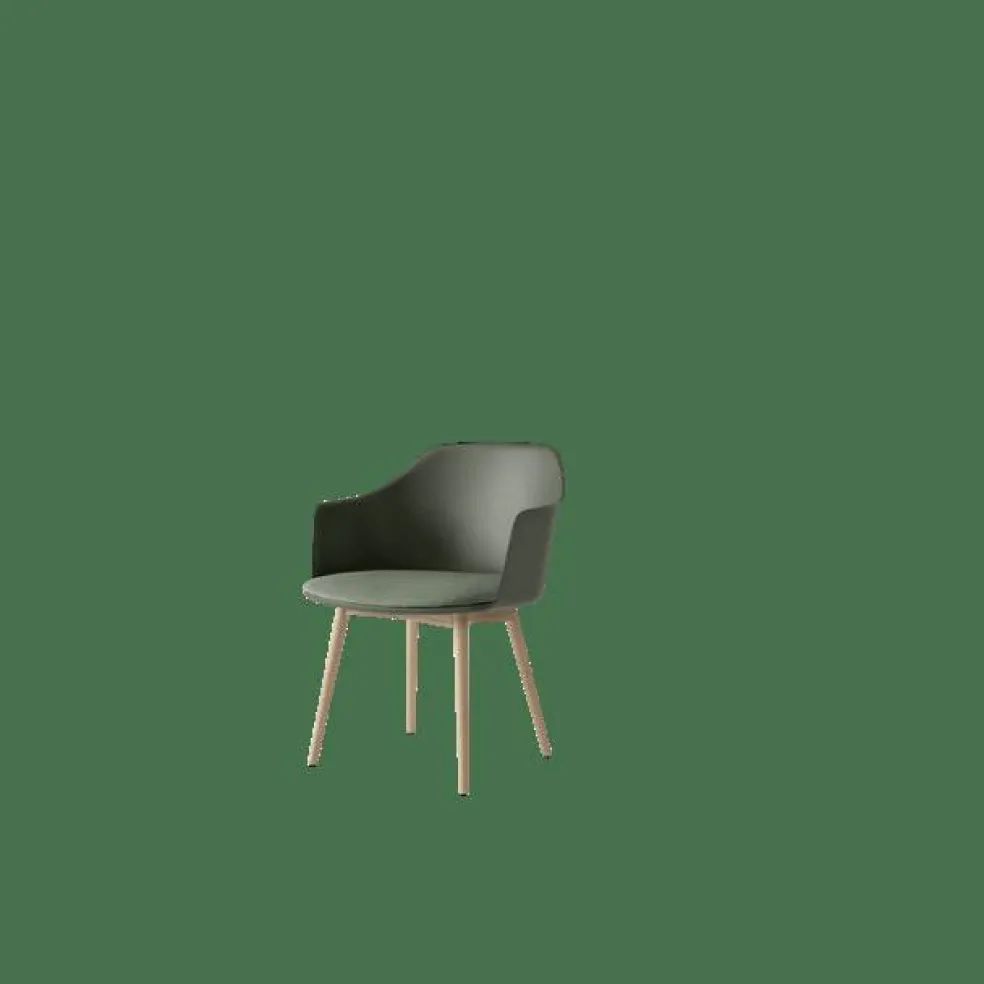 Rely HW77 Matstol Med Armstöd Polstrad Sits Bronze Green/Klarlackad Ek/Canvas 0926