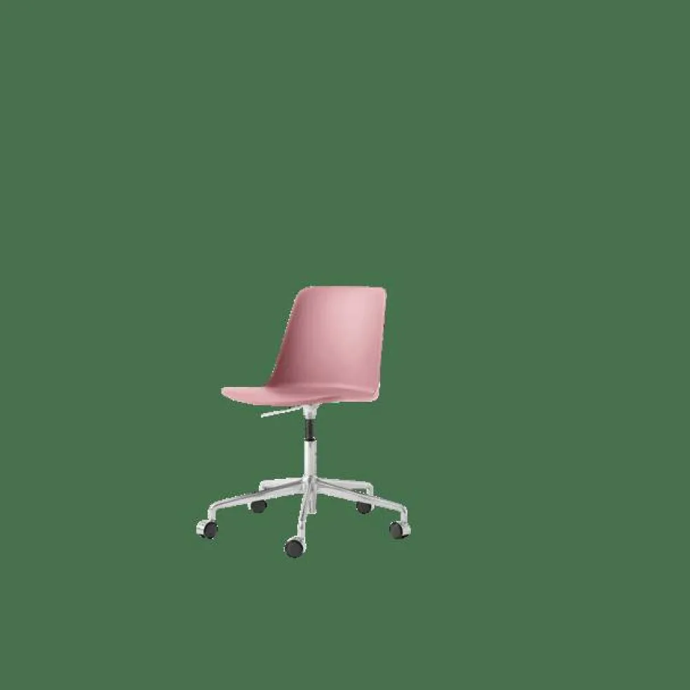 Rely HW28 Matstol Utan Armstöd Swivel Med Hjul Soft Pink/Aluminium