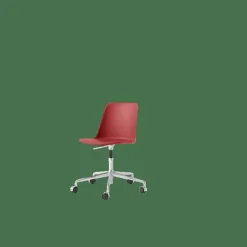 Rely HW28 Matstol Utan Armstöd Swivel Med Hjul Vermilion Red/Aluminium