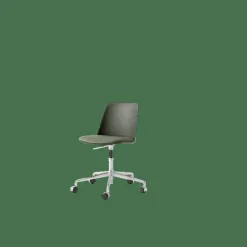 Rely HW29 Matstol Utan Armstöd Swivel Med Hjul Polstrad Sits Bronze Green/Aluminium/Canvas 0926