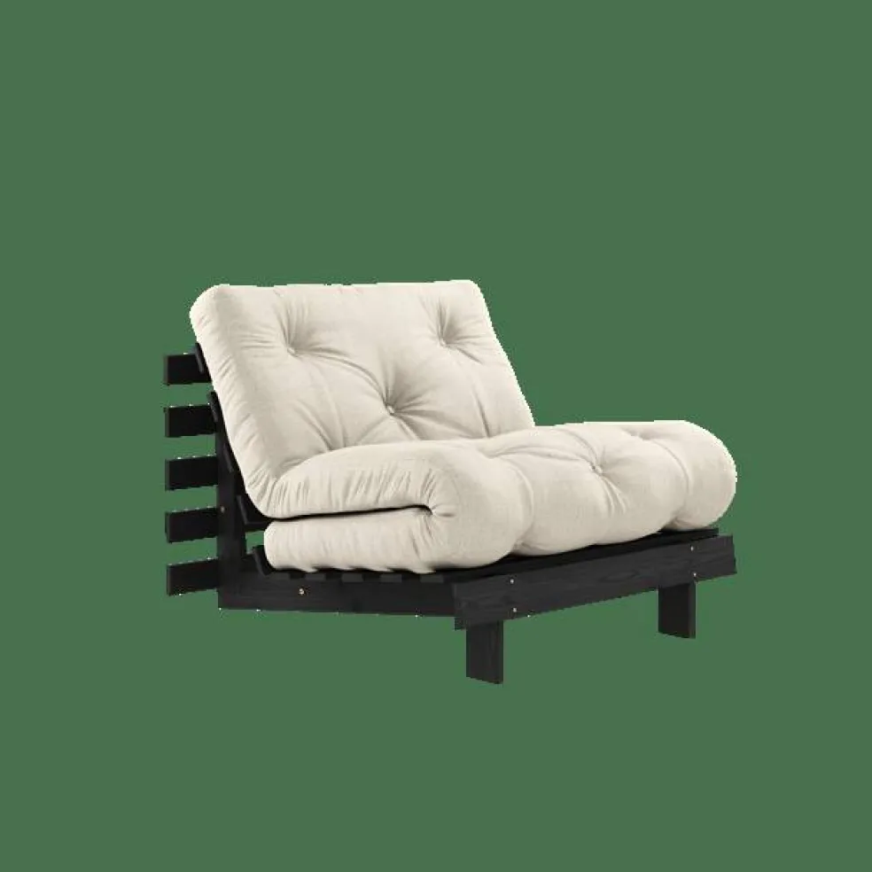 Roots Bäddsoffa Med Madrass 90x200 Svart Natt/Linne