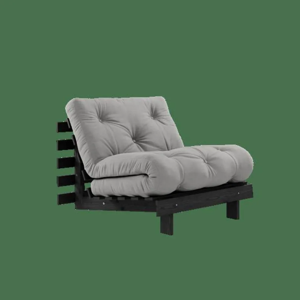 Roots Bäddsoffa Med Madrass 90x200 Svart Natt/Grå