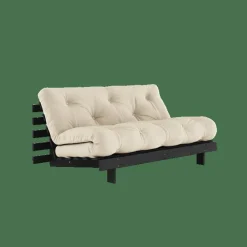 Roots Bäddsoffa Med Roots Madrass 160x200 Beige/Svart Lackerad