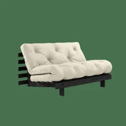 Roots Bäddsoffa Med Roots Madrass 140x200 Linne/Svartlackerad