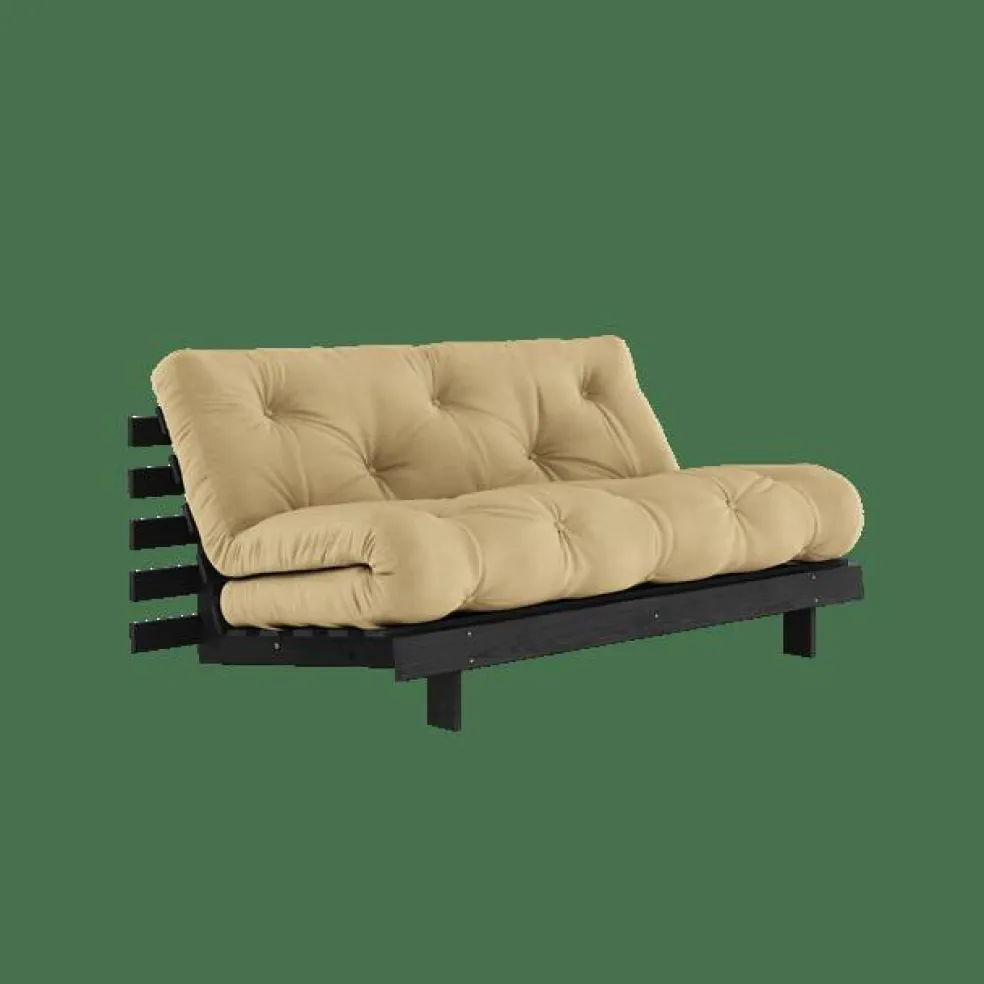 Roots Bäddsoffa Med Roots Madrass 160x200 Beige/Svartlackerad