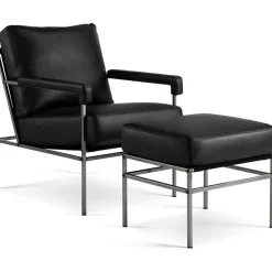 Seventy Five Fåtölj Läder, Svart / Svart Canvas