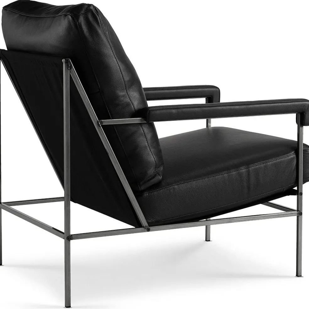 Seventy Five Fåtölj Läder, Svart / Svart Canvas