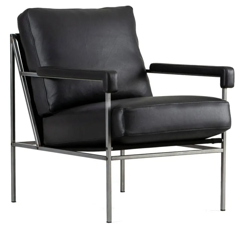 Seventy Five Fåtölj Läder, Svart / Svart Canvas