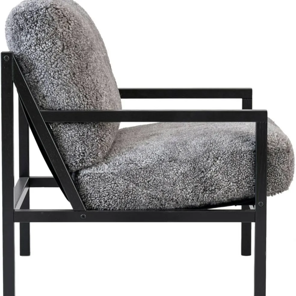 Seventy Five Wood Fåtölj, Svart Ek / Fårskinn Scandinavian Grey