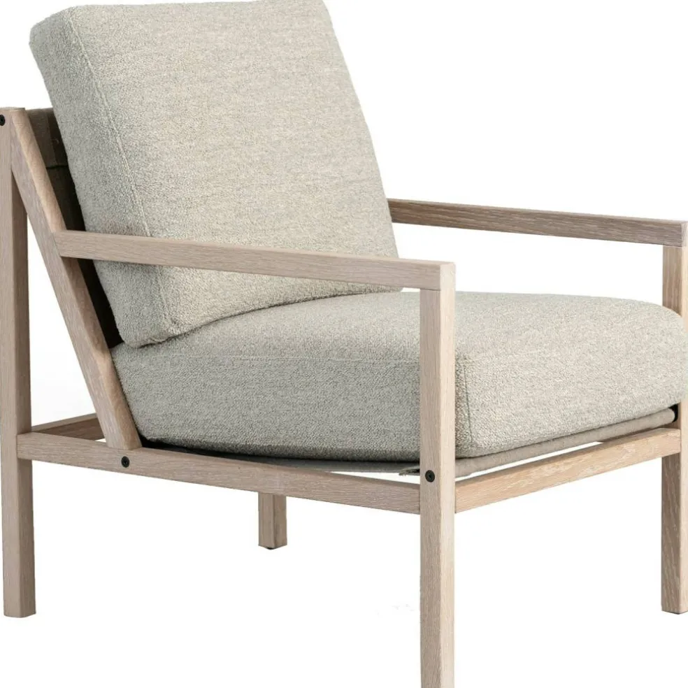 Seventy Five Wood Fåtölj, Vitpigmenterad Ek / Bouclé Sand