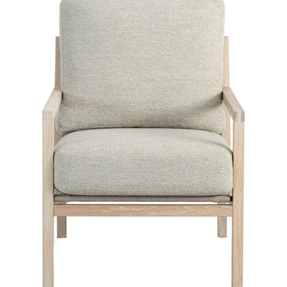 Seventy Five Wood Fåtölj, Vitpigmenterad Ek / Bouclé Sand