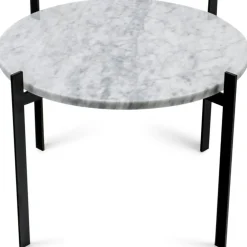 Single Deck Table, Marble White Matt Ø50, Black Frame