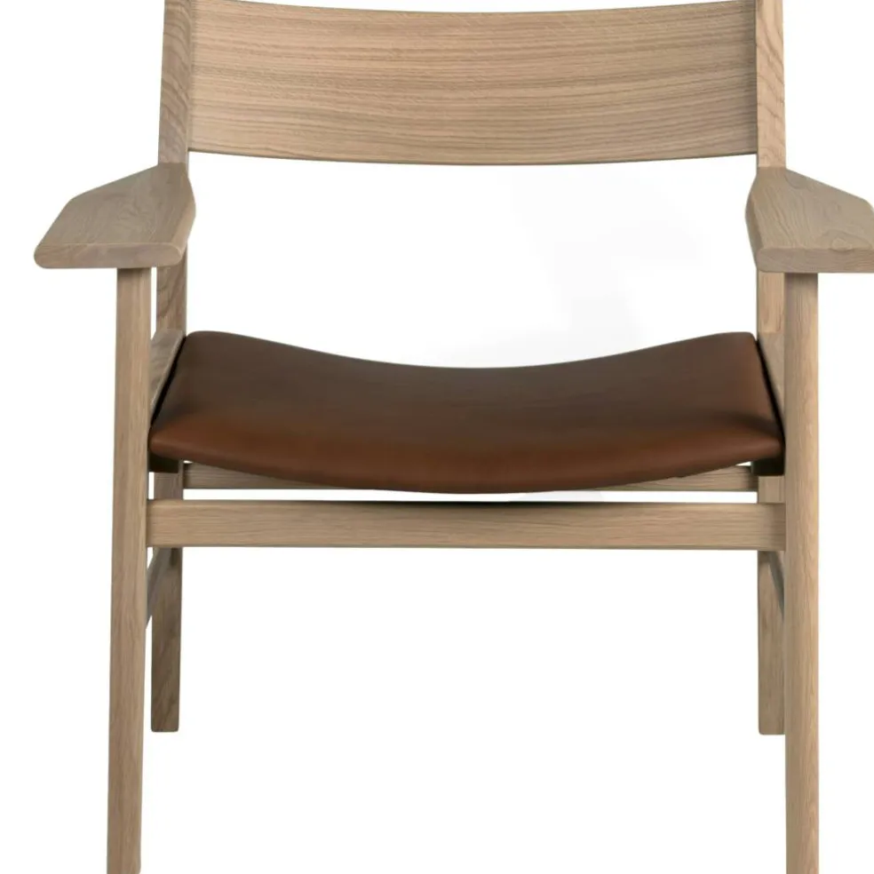 Siza Loungefåtölj, Vitpigmenterad Ek / Konjak Läder