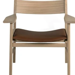 Siza Loungefåtölj, Vitpigmenterad Ek / Mocca Läder