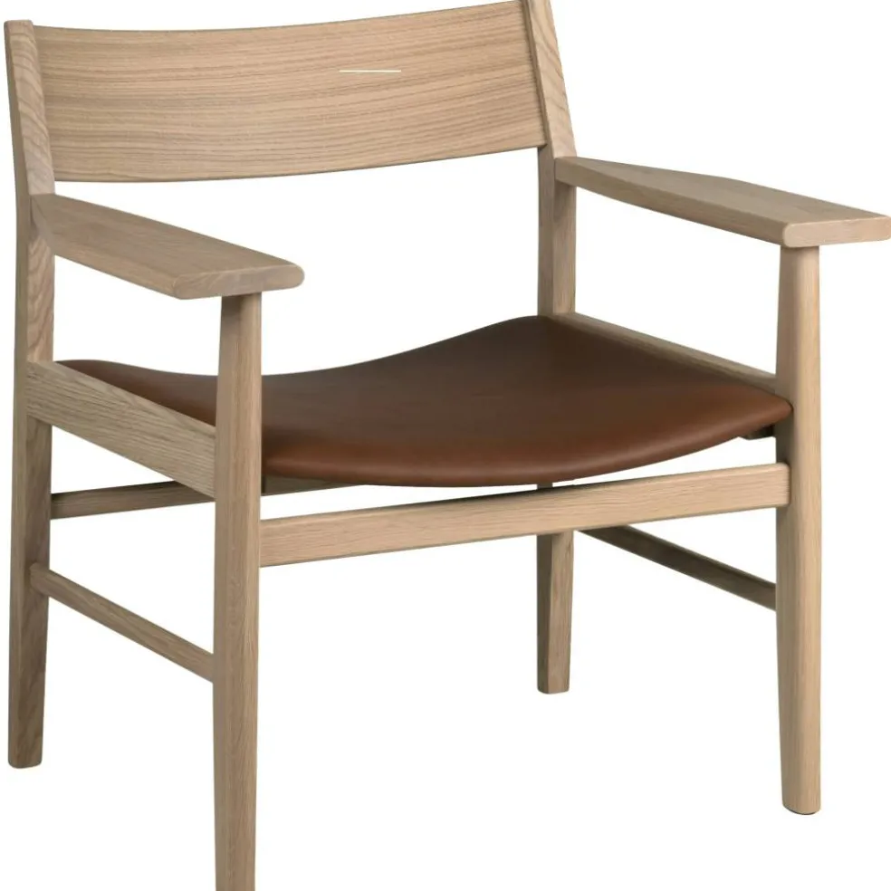 Siza Loungefåtölj, Vitpigmenterad Ek / Mocca Läder