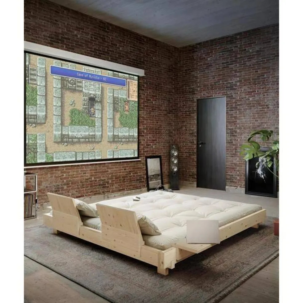 Social Sängram Med 2 Ryggstöd och Sidobord 160x200 Johannesbrunt