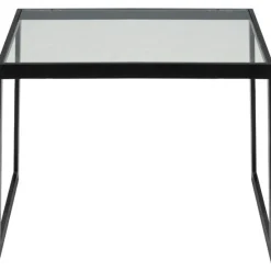 Square Sidobord 41x56x43 cm, Svart/Glas