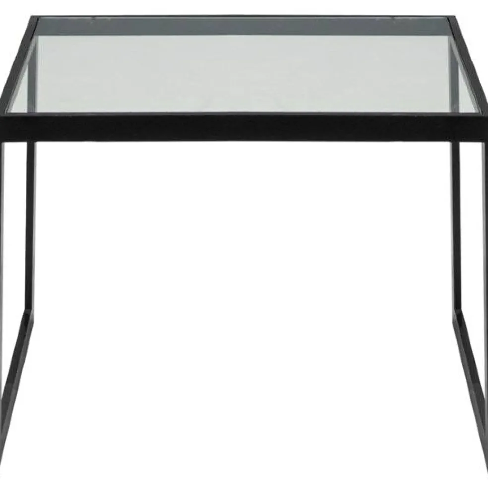 Square Sidobord 41x56x43 cm, Svart/Glas