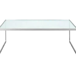 Square Soffbord, 122x62 cm, Silver Grey/Glas