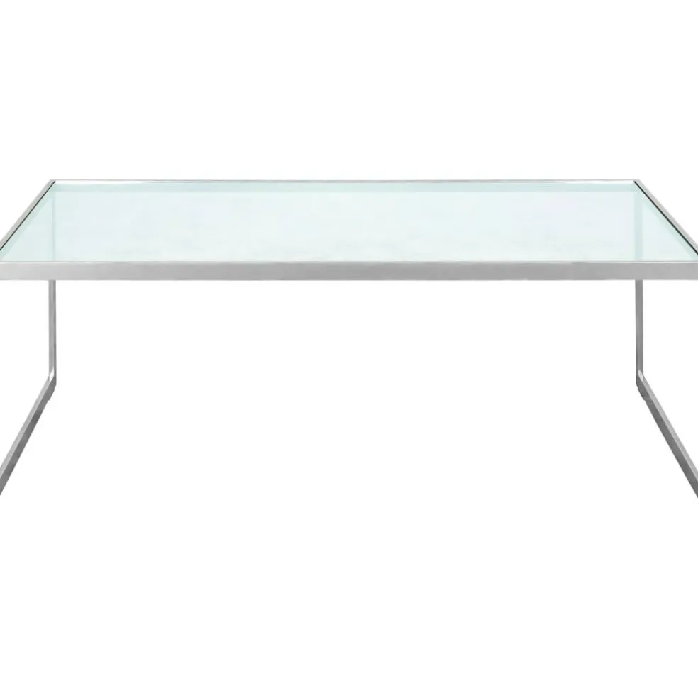 Square Soffbord, 122x62 cm, Silver Grey/Glas