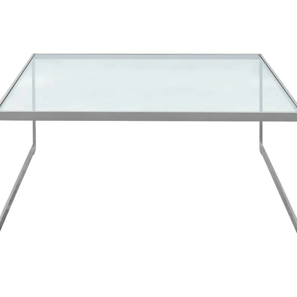 Square Soffbord, 102x102 cm, Silver Grey/Glas