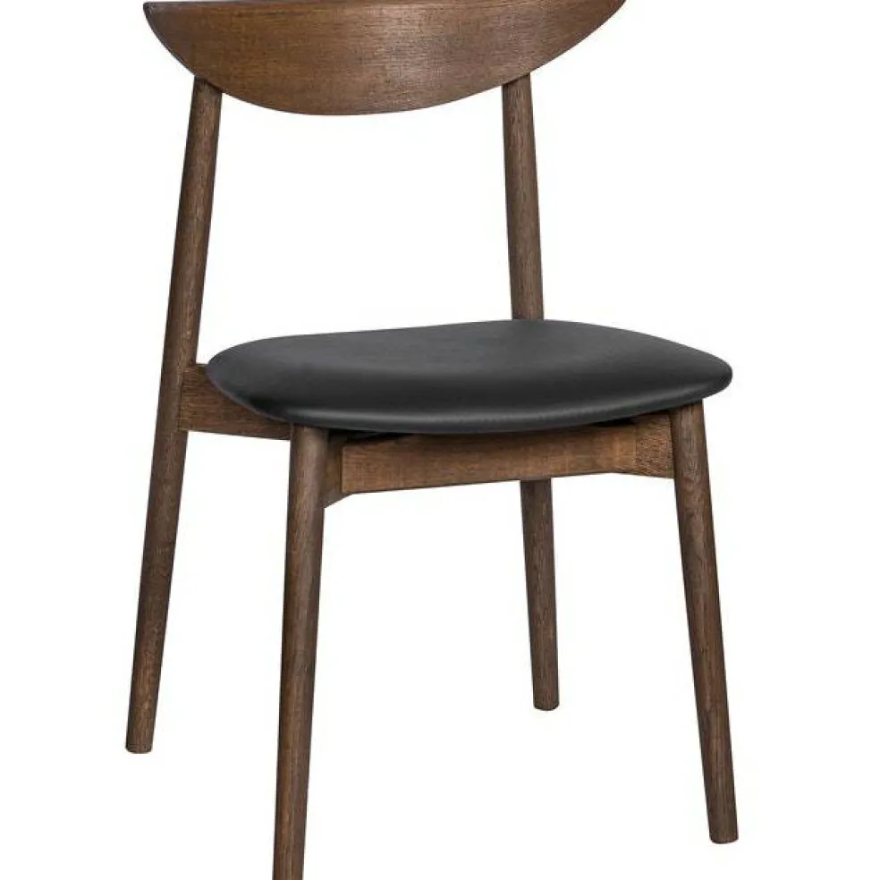 Symphony Matstol, Svart Läder Sits, Mörkoljad Ek