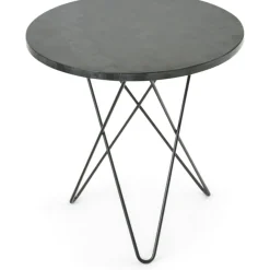 Tall Mini O Table Sidobord Ø50 cm, Svart/Rustik skiffer