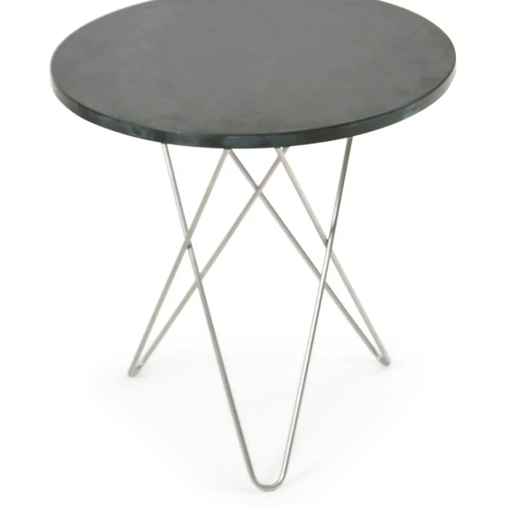 Tall Mini O Table Sidobord Ø50 cm, Stål/Rustik skiffer