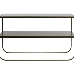 Tati Console 120 Sidobord, Char Grey / Lackat Glas