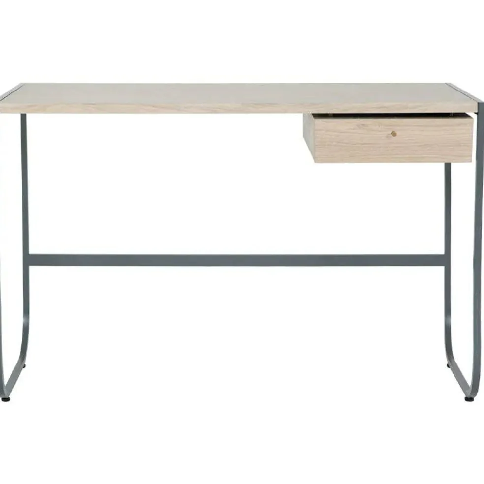 Tati Skrivbord Med Låda, Storm Grey / Vitbetsad Ek
