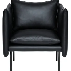 Tiki Fåtölj S W:70 cm, Svarta Ben / Skinn Elmosoft Svart