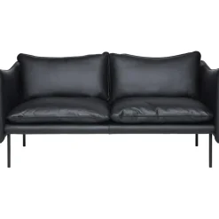 Tiki Soffa 2-Sits, Svarta Ben / Skinn Elmosoft Svart