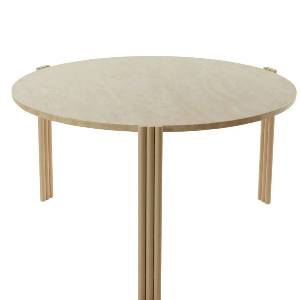 Tribus Soffbord, Gjort av stål 80 cm, Sand/Travertin