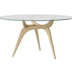 Triiio Matbord Ø135 cm, Obehandlad Ek / Klarglas