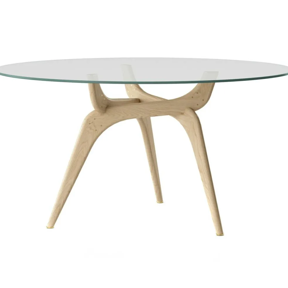 Triiio Matbord Ø135 cm, Obehandlad Ek / Klarglas