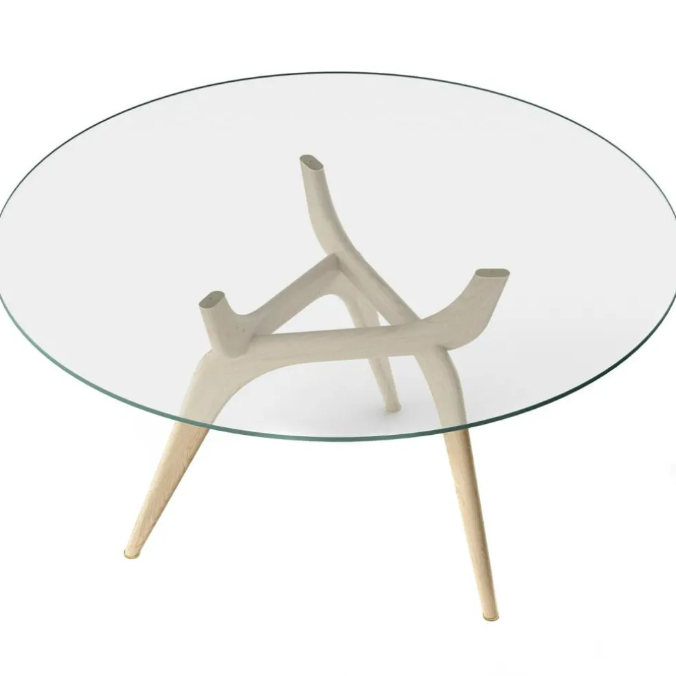 Triiio Matbord Ø135 cm, Obehandlad Ek / Klarglas