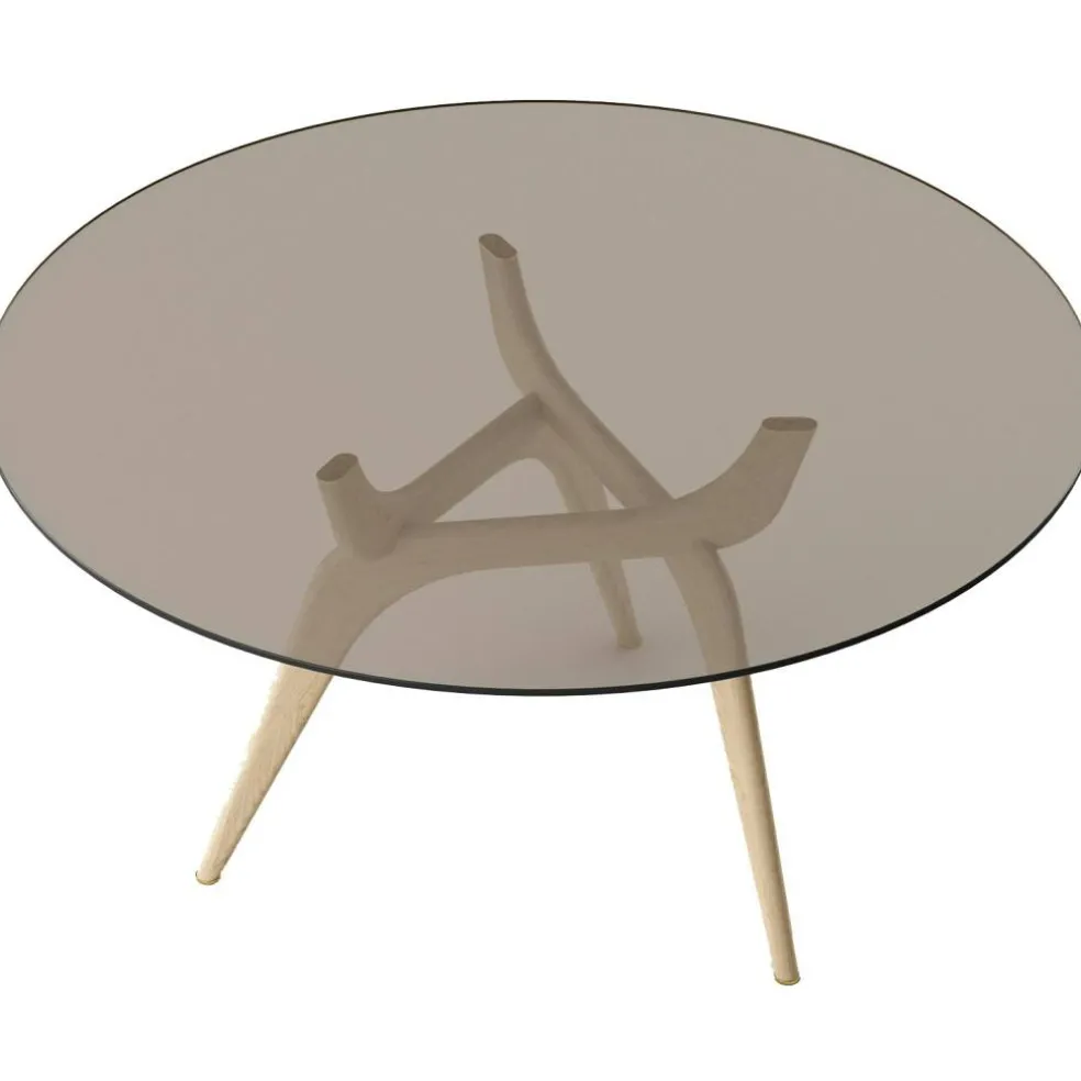 Triiio Matbord Ø135 cm, Oljad Valnöt / Bronsfärgat Glas