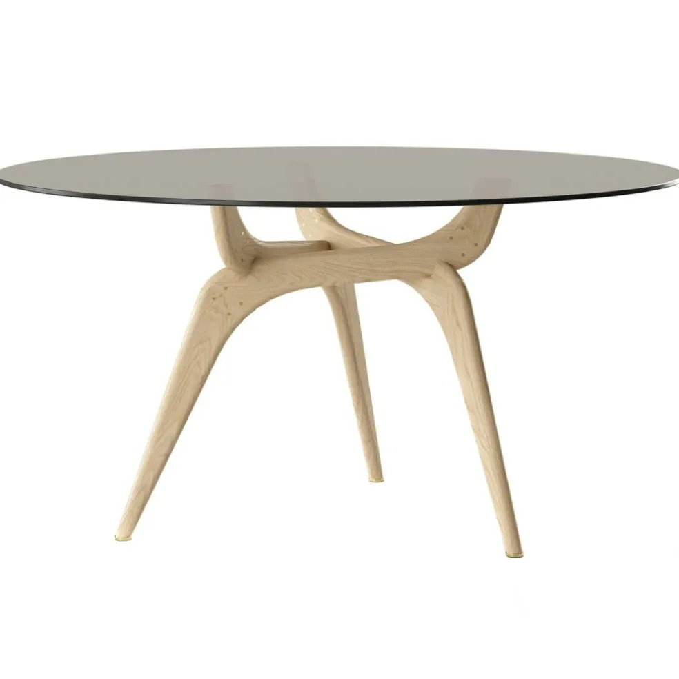 Triiio Matbord Ø135 cm, Oljad Valnöt / Bronsfärgat Glas