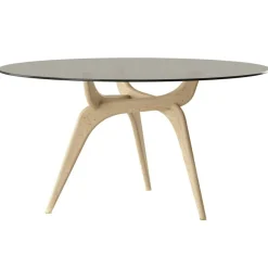 Triiio Matbord Ø135 cm, Rökt Ek / Bronsfärgat Glas