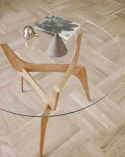 Triiio Soffbord Ø90 cm, Oljad Valnöt / Klarglas