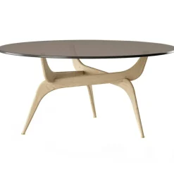 Triiio Soffbord Ø90 cm, Rökt Ek / Bronsfärgat Glas