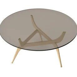 Triiio Soffbord Ø90 cm, Rökt Ek / Bronsfärgat Glas